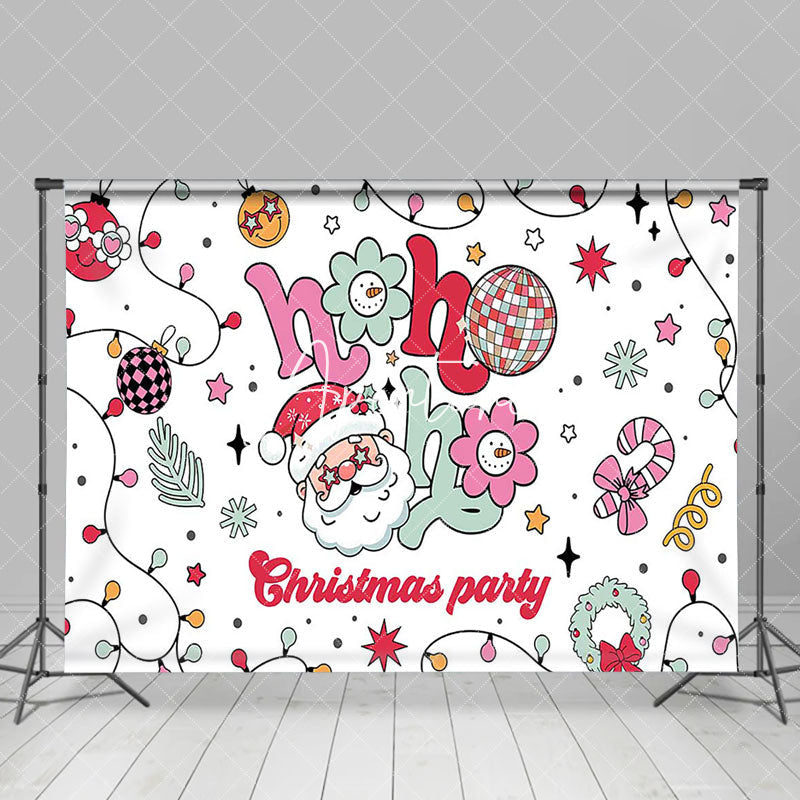 Aperturee - Aperturee Hohoho Disco Ball Santa Christmas Party Backdrop