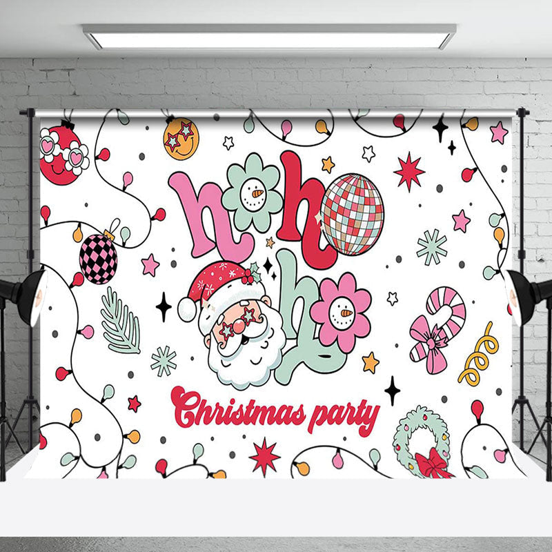 Aperturee - Aperturee Hohoho Disco Ball Santa Christmas Party Backdrop