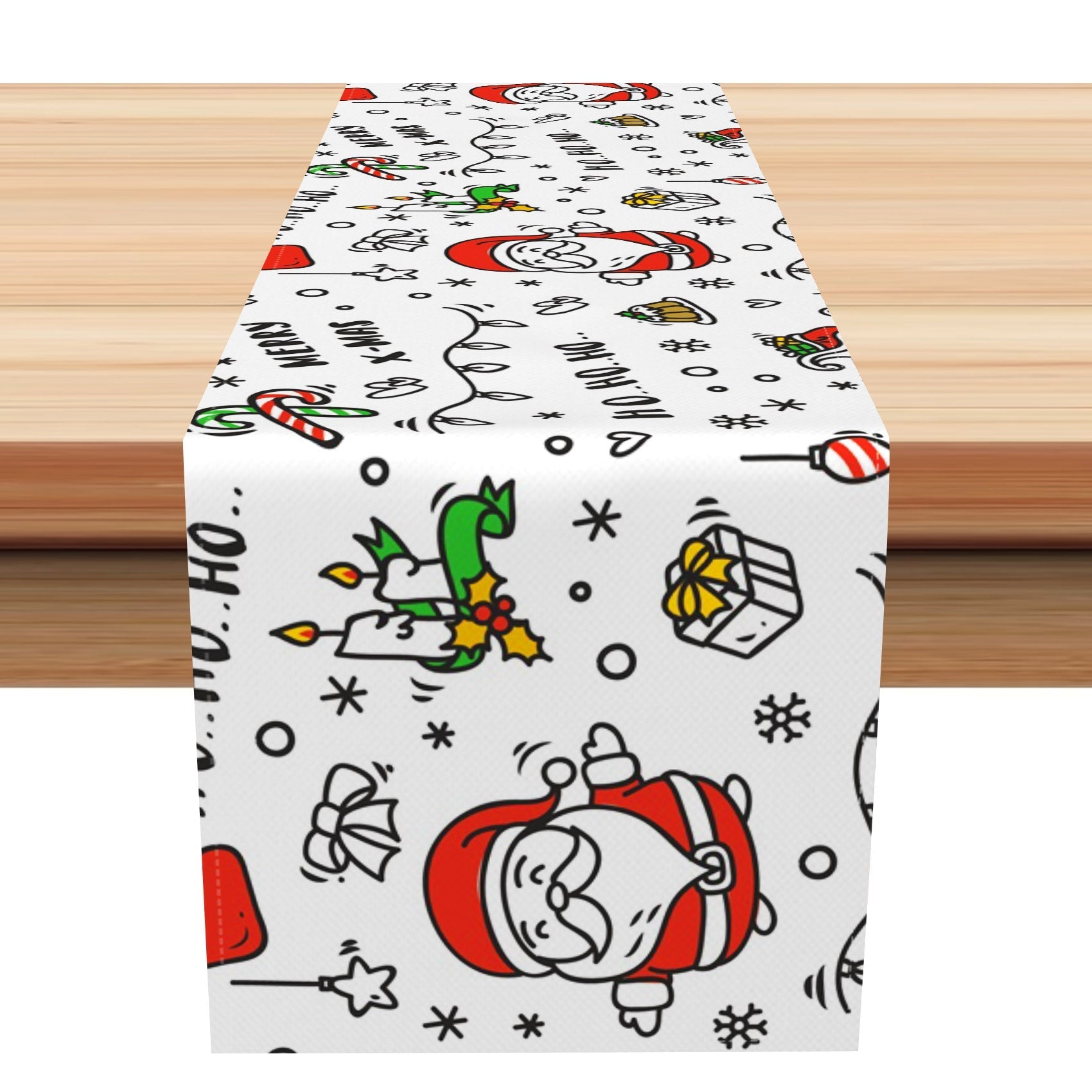 Aperturee - Aperturee Hohoho Santa Claus Simple Drawing Xmas Table Runner