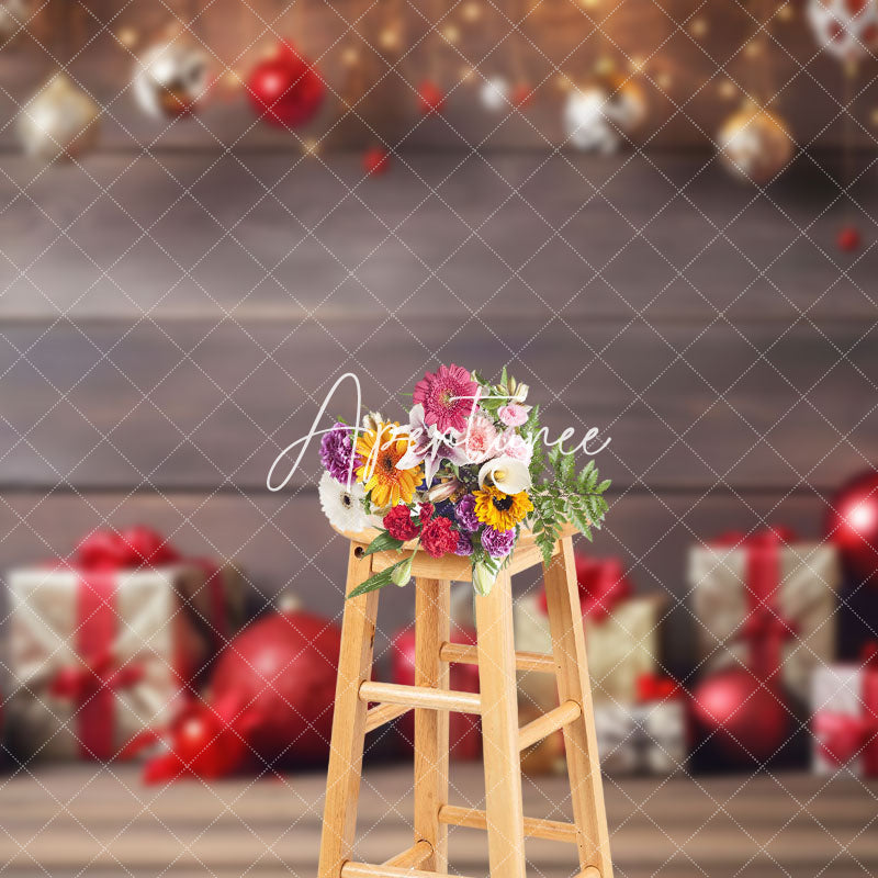 Aperturee - Aperturee Holiday Vibe Wooden Christmas Gift Sweet Backdrop