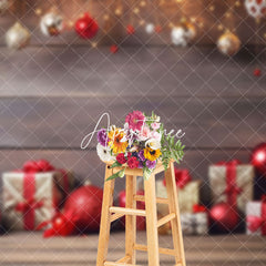 Aperturee - Aperturee Holiday Vibe Wooden Christmas Gift Sweet Backdrop