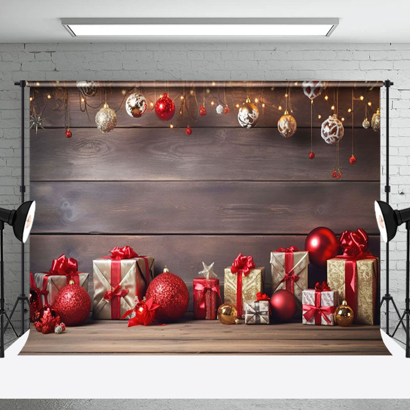 Aperturee - Aperturee Holiday Vibe Wooden Christmas Gift Sweet Backdrop