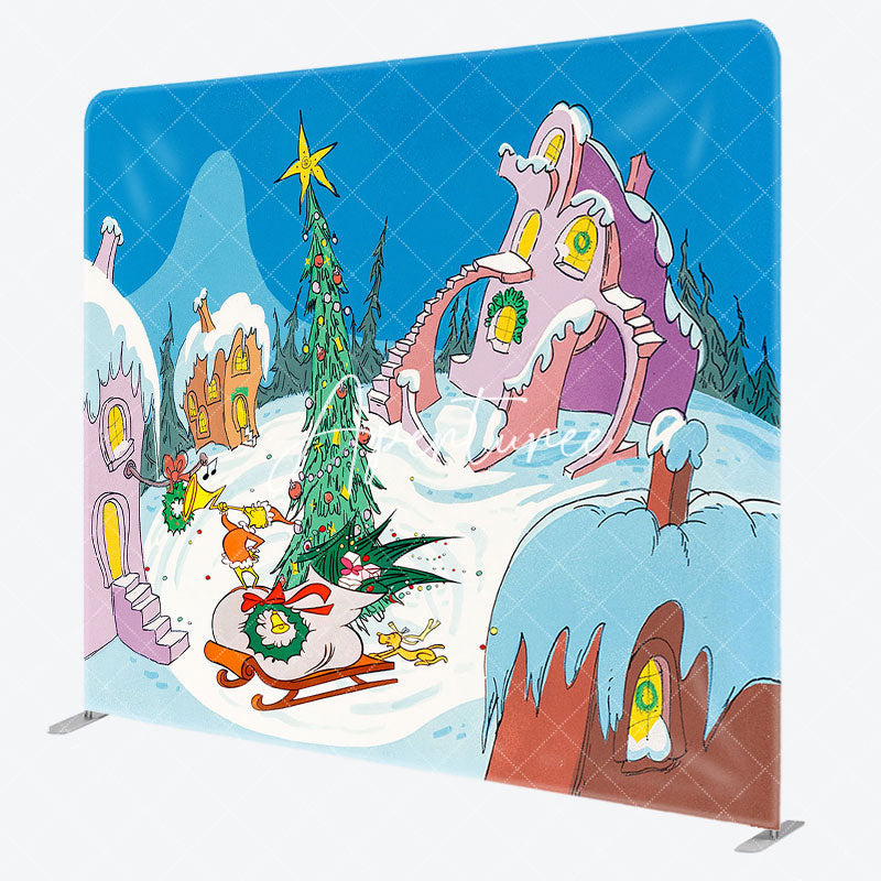 Aperturee - Aperturee Holiday Xmas Whoville Double-Sided Square Backdrop