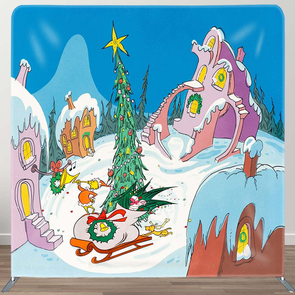 Aperturee - Aperturee Holiday Xmas Whoville Double-Sided Square Backdrop