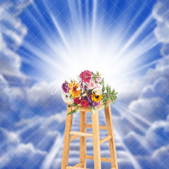 Aperturee - Aperturee Holy Light Blue Cloud Heaven Ladder Easter Backdrop