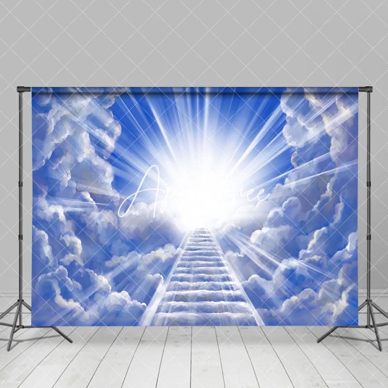 Aperturee - Aperturee Holy Light Blue Cloud Heaven Ladder Easter Backdrop