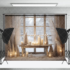 Aperturee - Aperturee Holy White Candlelight Window Christmas Backdrop