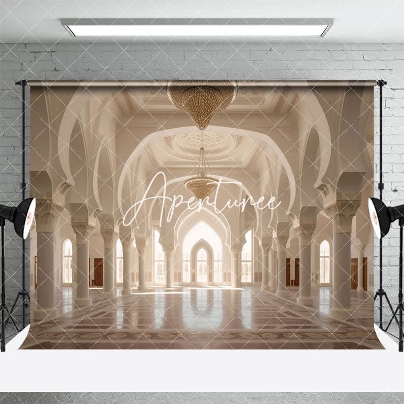 Aperturee - Aperturee Holy White Elegant Mosque Architecture Photo Backdrop