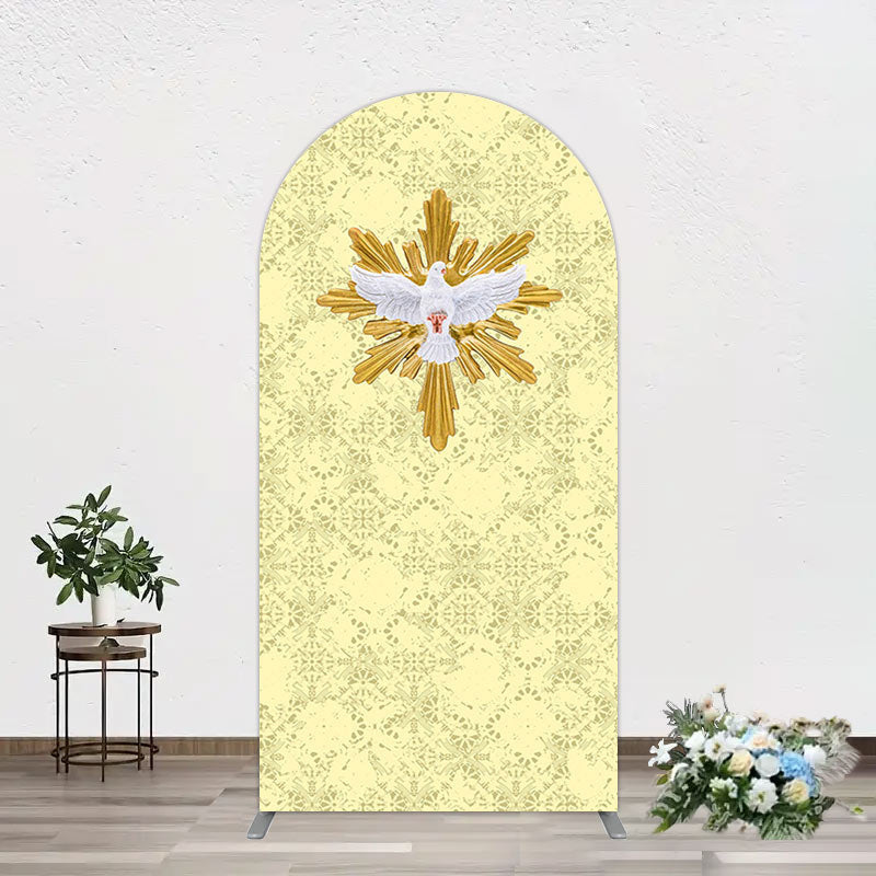 Aperturee - Aperturee Holy White Pigeon Gold Pastor Day Arch Backdrop