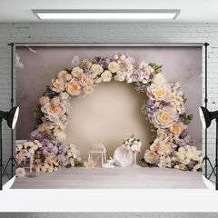 Aperturee - Aperturee Holy White Wall Arch Floral Fine Art Photo Backdrop