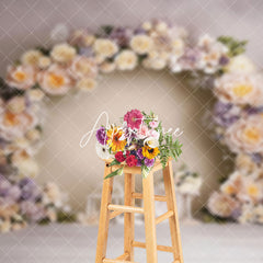 Aperturee - Aperturee Holy White Wall Arch Floral Fine Art Photo Backdrop