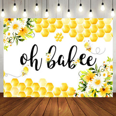 Aperturee - Aperturee Honeycomb Oh Babee Floral Baby Shower Backdrop