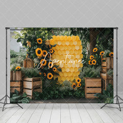 Aperturee - Aperturee Honeycomb Sunflower Plant Leaves Spring Backdrop