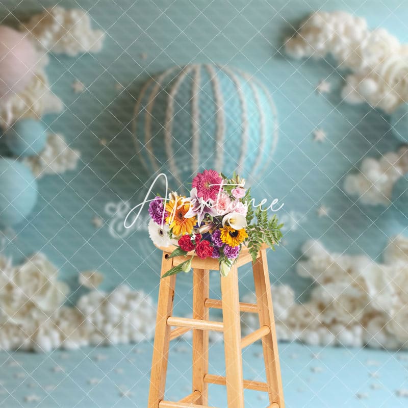 Aperturee - Aperturee Hot Air Balloon Stars Birthday Photography Backdrop