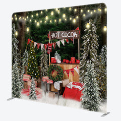 Aperturee - Aperturee Hot Cocoa Tree Fabric Backdrop Cover for Christmas