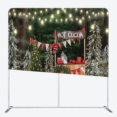 Aperturee - Aperturee Hot Cocoa Tree Fabric Backdrop Cover for Christmas