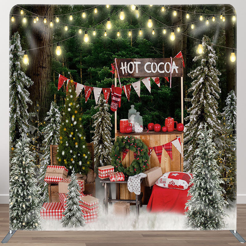 Aperturee - Aperturee Hot Cocoa Tree Fabric Backdrop Cover for Christmas