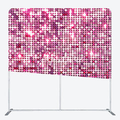 Aperturee - Aperturee Hot Pink Glitter Sequin Party Square Tension Backdrop