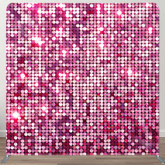 Aperturee - Aperturee Hot Pink Glitter Sequin Party Square Tension Backdrop