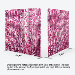 Aperturee - Aperturee Hot Pink Glitter Sequin Party Square Tension Backdrop