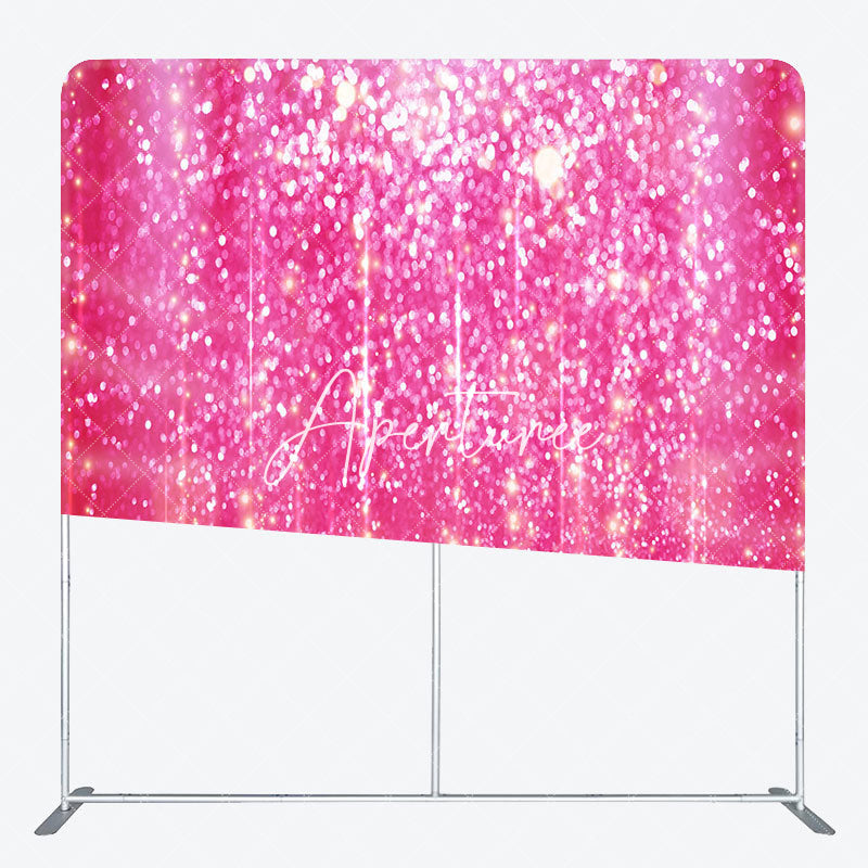 Aperturee - Aperturee Hot Pink Gold Glitter Party Pillow Cover Backdrop