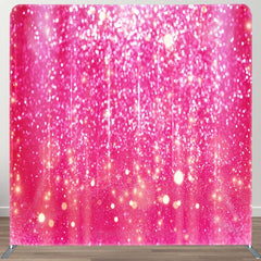 Aperturee - Aperturee Hot Pink Gold Glitter Party Pillow Cover Backdrop