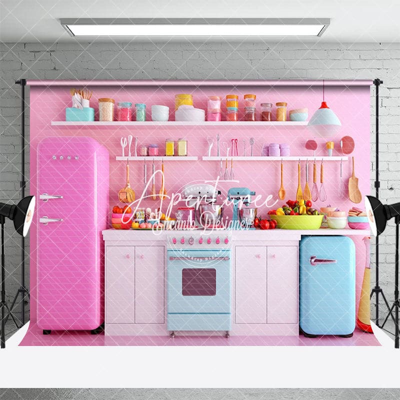 Aperturee - Aperturee Hot Pink Kitchen Supplies Passionate Poto Backdrop