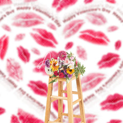 Aperturee - Aperturee Hot Red Lips Hearts Happy Valentines Day Backdrop