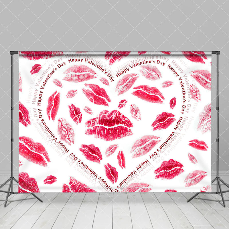 Aperturee - Aperturee Hot Red Lips Hearts Happy Valentines Day Backdrop