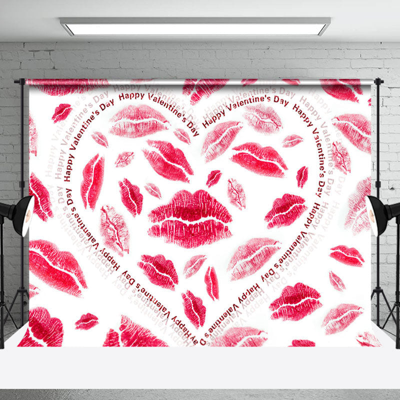 Aperturee - Aperturee Hot Red Lips Hearts Happy Valentines Day Backdrop