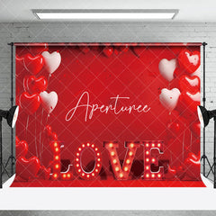 Aperturee - Aperturee Hot Red Love Balloon Valentines Day Room Set Backdrop