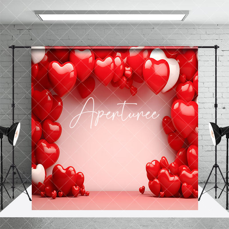 Aperturee - Aperturee Hot Red Love Balloon Valentines Day Room Set Backdrop