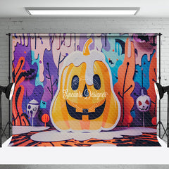 Aperturee - Aperturee Huge Ghost Pumpkin Bats Halloween Photo Backdrop