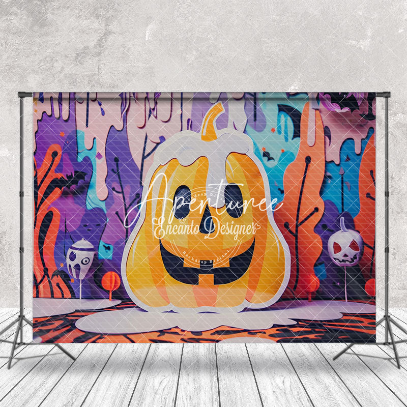 Aperturee - Aperturee Huge Ghost Pumpkin Bats Halloween Photo Backdrop