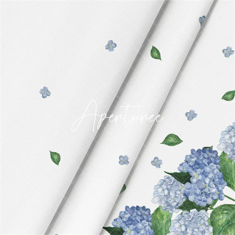 Aperturee - Aperturee Hydrangea Blue Floral Spring Rectangle Tablecloth