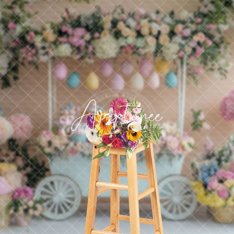 Aperturee - Aperturee Hydrangea Floral Trolley Spring Easter Backdrop