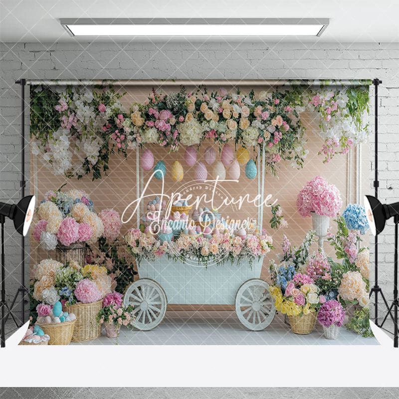 Aperturee - Aperturee Hydrangea Floral Trolley Spring Easter Backdrop