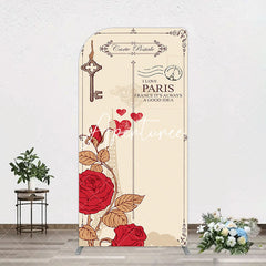 Aperturee - Aperturee I Love Paris Retro Floral Carte Postale Arch Backdrop