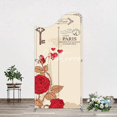 Aperturee - Aperturee I Love Paris Retro Floral Carte Postale Arch Backdrop