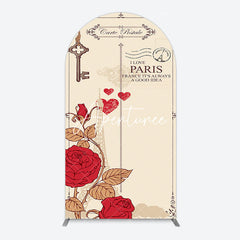 Aperturee - Aperturee I Love Paris Retro Floral Carte Postale Arch Backdrop