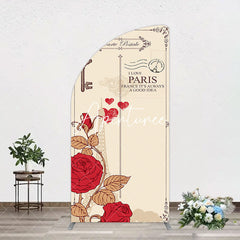 Aperturee - Aperturee I Love Paris Retro Floral Carte Postale Arch Backdrop