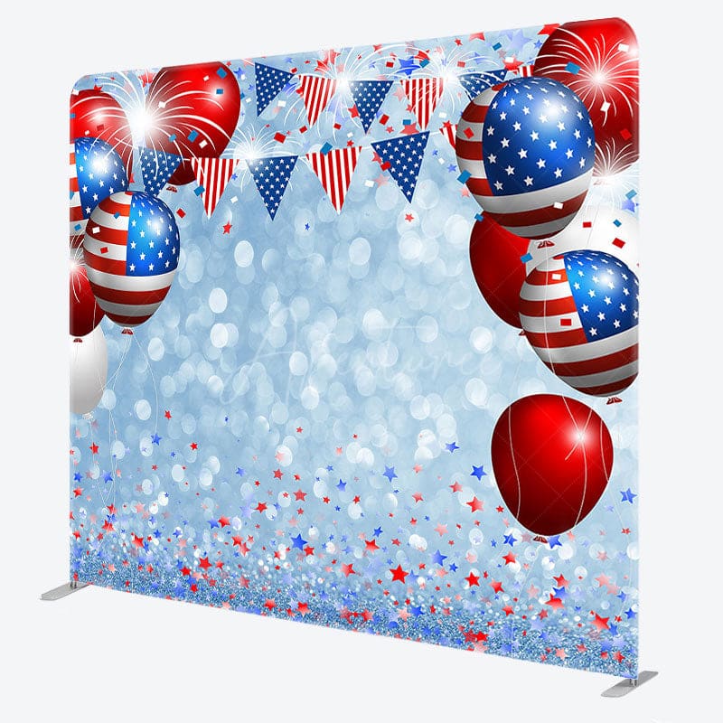 Aperturee - Aperturee Independence Day Balloons Bokeh Pillow Case Backdrop