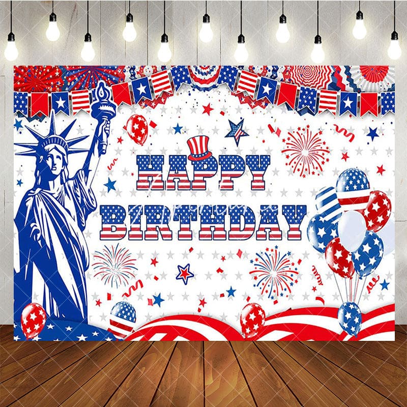 Aperturee - Aperturee Independence Day Vibe Statue Happy Birthday Backdrop