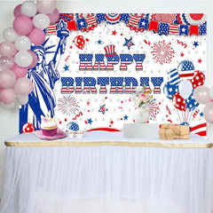 Aperturee - Aperturee Independence Day Vibe Statue Happy Birthday Backdrop