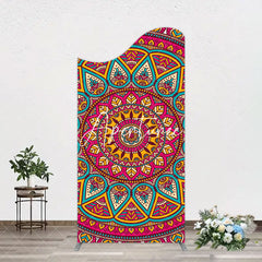 Aperturee - Aperturee Indian Mandala Boho Floral Birthday Arch Backdrop