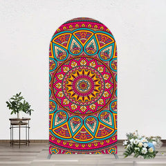 Aperturee - Aperturee Indian Mandala Boho Floral Birthday Arch Backdrop