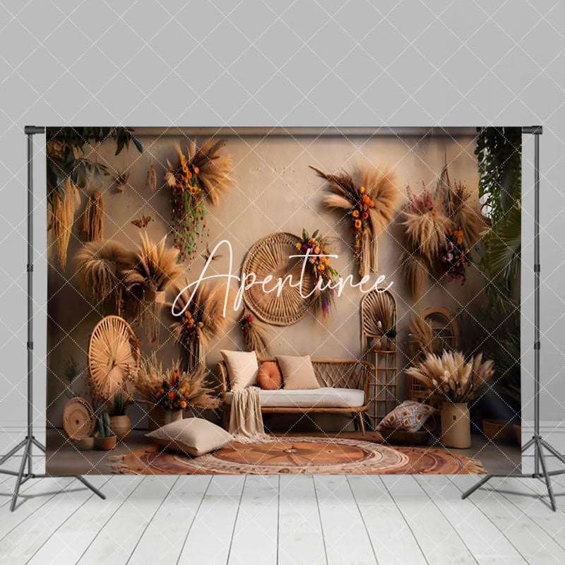 Aperturee - Aperturee Indoor Beige Boho Photography Backdrop For Photo