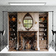 Aperturee - Aperturee Indoor Retro Fireplace Window Scene Room Set Backdrop