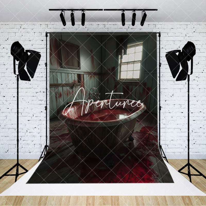 Aperturee - Aperturee Indoor Scary Tub Horror Scene Halloween Backdrop