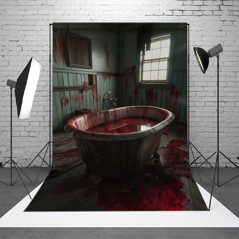 Aperturee - Aperturee Indoor Scary Tub Horror Scene Halloween Backdrop